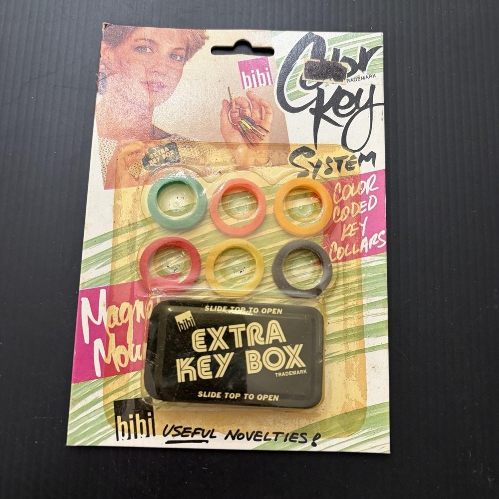 Vintage Bibi Color Key ID System Key Collars & Extra Key Box 1978 Sealed